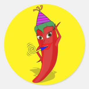 Sticker Rond Red Hot Pepper Diva Anniversaire Célébration Perso