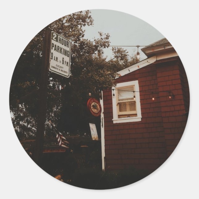Sticker Rond Red House Cafe, Pacific Grove, Californie (Devant)