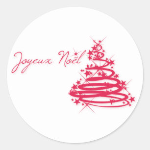 Sticker Rond Red Joyeux Noël avec l'arbre de Noël