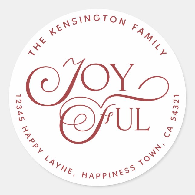 Sticker Rond Red Joyful moderne Adresse de retour (Devant)
