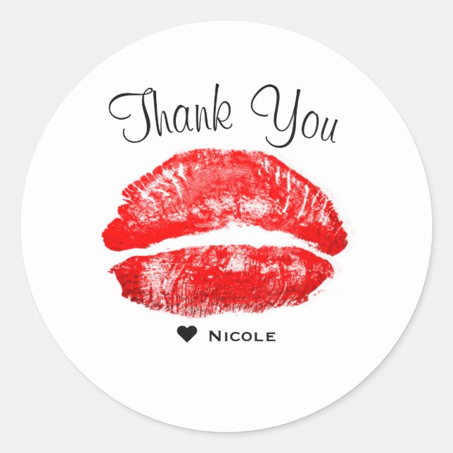 Sticker Rond Red Lips Kiss Maquillage Beauté Glam Chic Custom (Devant)