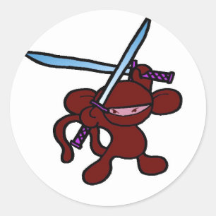 Sticker Rond Red Ninja Overhead-No Words