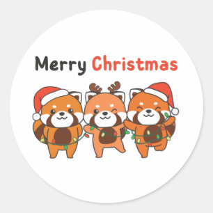 Sticker Rond Red Panda Christmas Red Pandas Merry Christmas