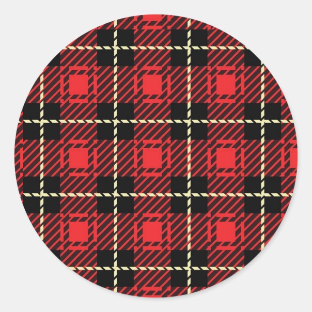 Sticker Rond Red Plaid Background (Devant)