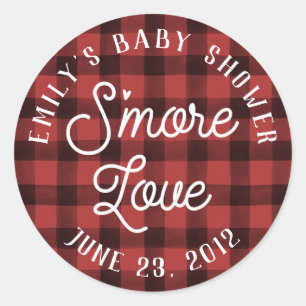Sticker Rond Red Plaid S'more Love Baby shower Favoriser l'auto
