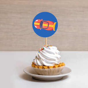 Sticker Rond Red Racing Voiture Racetrack Baby Boy Dedication