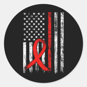 Sticker Rond Red Ribbon Sensibilisation Distorsion du drapeau a