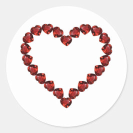 Sticker Rond Red Ruby Gemstone Heart