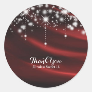 Sticker Rond Red Silk & Sparkle Glam Hollywood Custom Favoriser