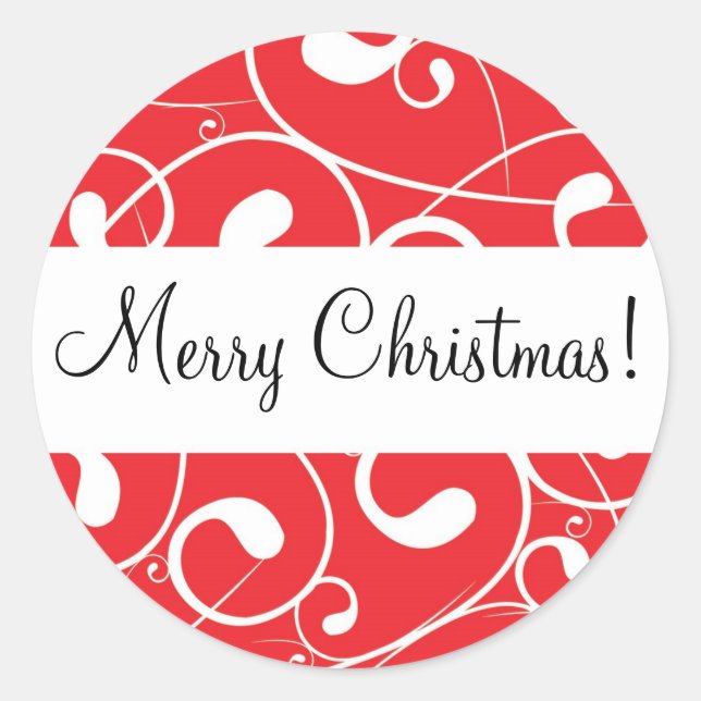 Sticker Rond Red Swirl, Joyeux Noël ! (Devant)