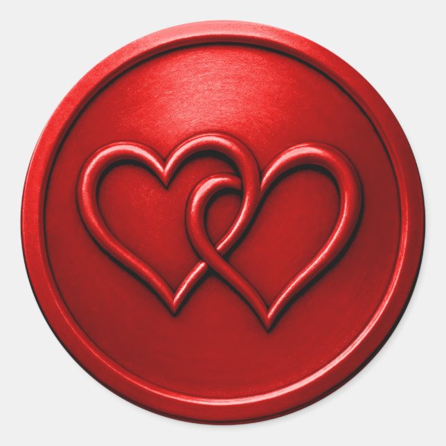 Sticker Rond Red Two Hearts Intertwined Wedding (Devant)