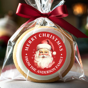 Sticker Rond Red Vintage rétro Santa Claus Joyeux Noël