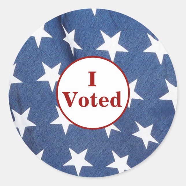 Sticker Rond Red White and Blue Stars I Voted Election Gear (Devant)