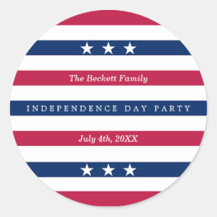 Sticker Rond Red, White & Blue Stripes 4 juillet