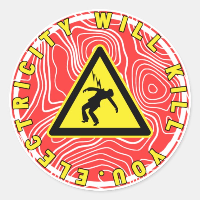 Sticker Rond reddy kilowatt électricité vous tuera (Devant)