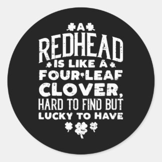 Sticker Rond Redhead Lucky Clover Ginger Funny Ginger St Patric