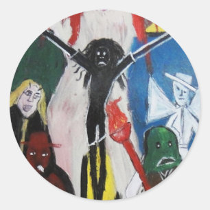 STICKER ROND REDOUTÉ COMME JÉSUS CHEVELU ROUX