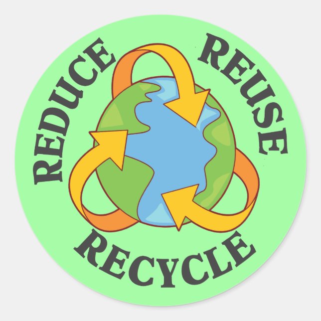 Sticker Rond Réduire la réutilisation du recyclage (Devant)