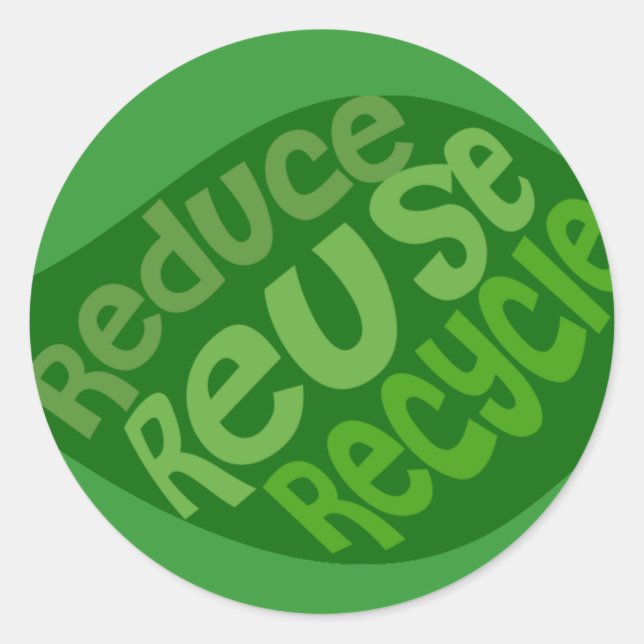 Sticker Rond Réduire la réutilisation du recyclage (Devant)