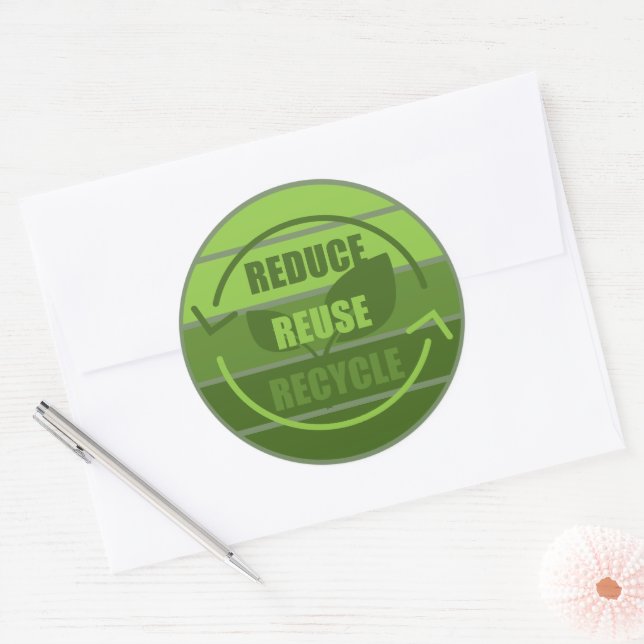 Sticker Rond Réduire la réutilisation du recyclage (Enveloppe)