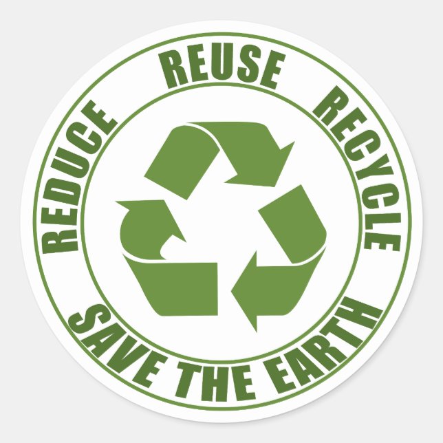 Sticker Rond Réduire la réutilisation du recyclage (Devant)