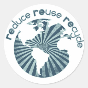 Sticker Rond Réduire la réutilisation Recycle Planète Ressource