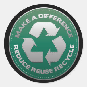 Sticker Rond Réduire, réutiliser et recycler le pointillé