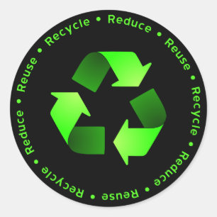 Sticker Rond Réduisez, réutilisez, Recycler l'autocollant