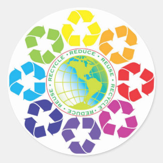 Sticker Rond Réduisez, réutilisez, Recycler l'autocollant