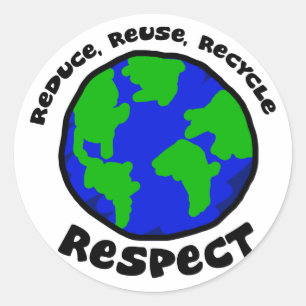 Sticker Rond Réduisez, réutilisez, réutilisez, respectez les