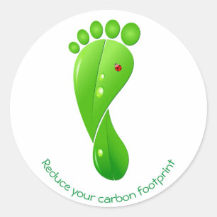 Sticker Rond Réduisez votre vert d'empreinte de pas de carbone