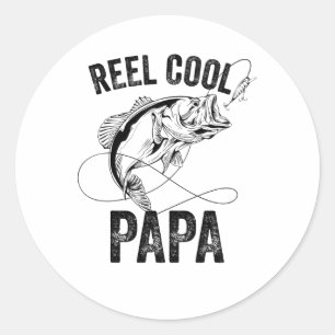 Sticker Rond Reel Cool Papa Fête des pères Pêcheur-cadeaux d