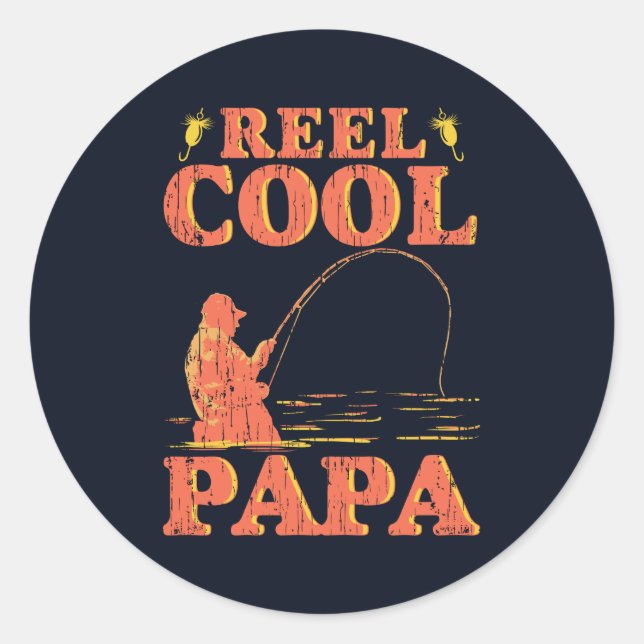 Sticker Rond Reel Cool Papa Funny Pêche papa Fête des pères (Devant)