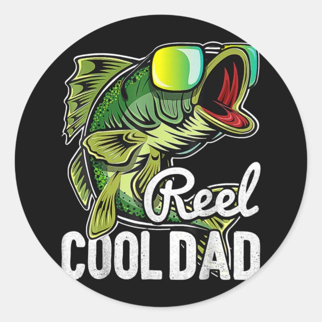 Sticker Rond Reel Cool Papa Pêcheur papa Pêcheur papa Pêcheur P (Devant)