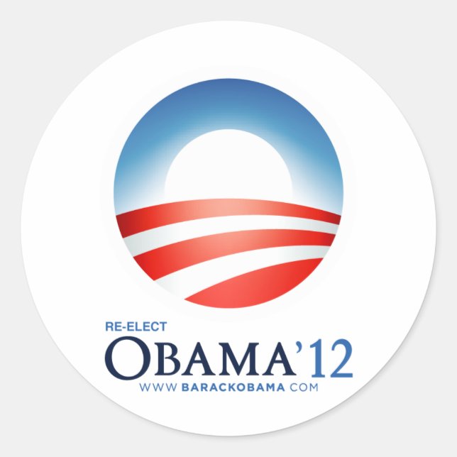 Sticker Rond Réélisez Obama 2012 (Devant)