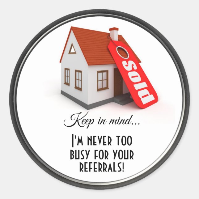 Sticker Rond Références Immobilier Maison Vendu (Devant)