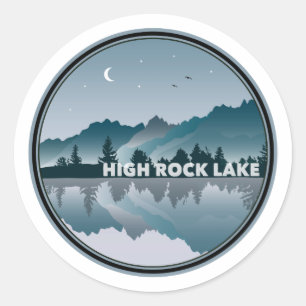 Sticker Rond Réflexion de High Rock Lake North Carolina