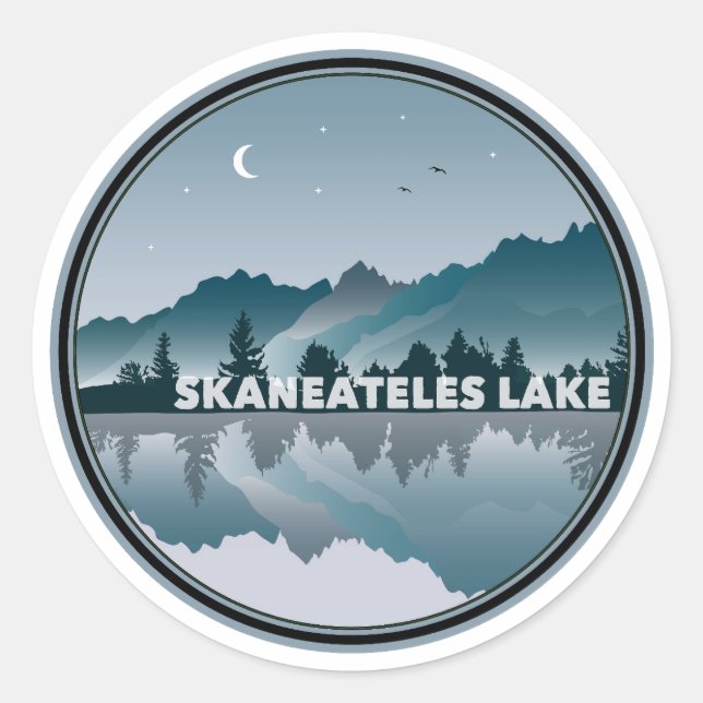 Sticker Rond Réflexion de Skaneateles Lake New York (Devant)