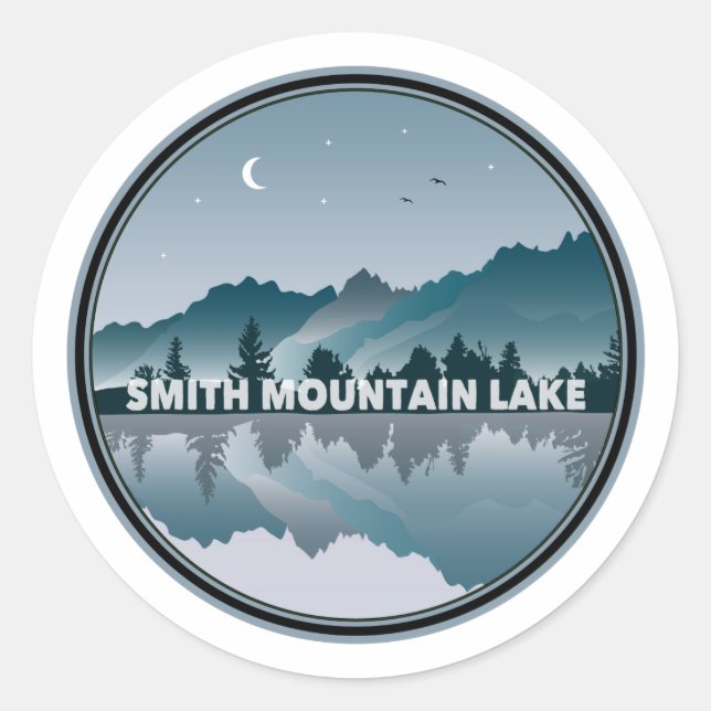 Sticker Rond Réflexion de Smith Mountain Lake Virginie (Devant)