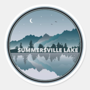 Sticker Rond Réflexion de Summersville Lake West Virginia