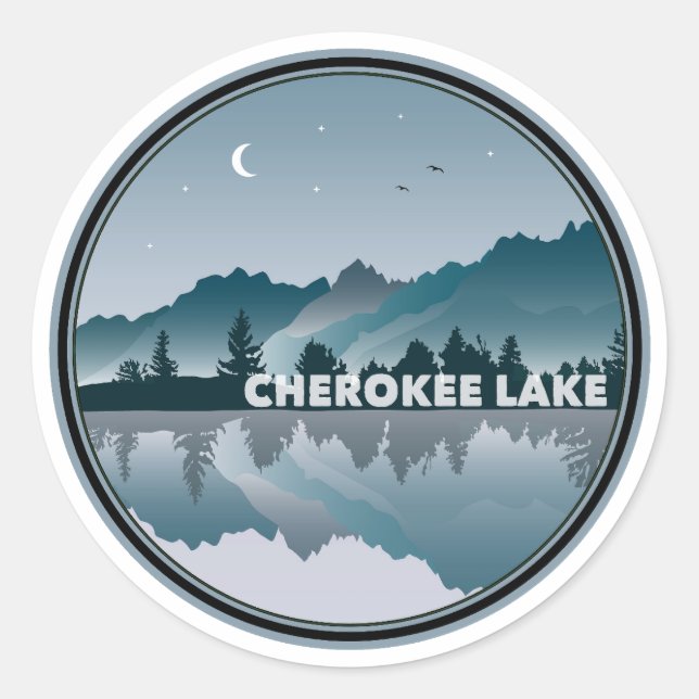 Sticker Rond Réflexion du lac Cherokee Tennessee (Devant)