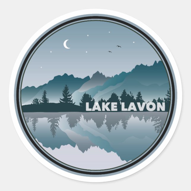 Sticker Rond Réflexion du lac Lavon Texas (Devant)