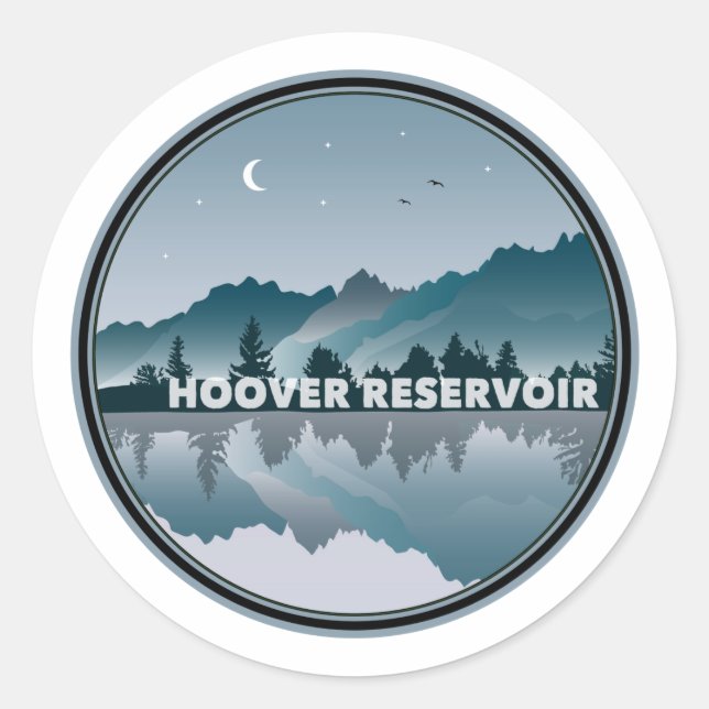 Sticker Rond Réflexion du réservoir Hoover Ohio (Devant)