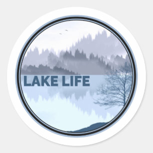 Sticker Rond Réflexion sur la vie des lacs