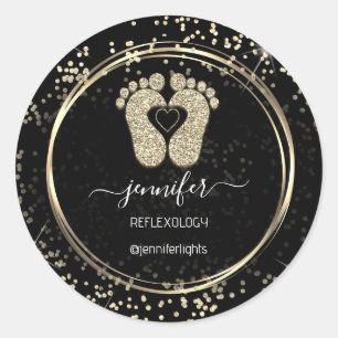 Sticker Rond Reflexologie Pieds Coeur Confetti Parties scintill