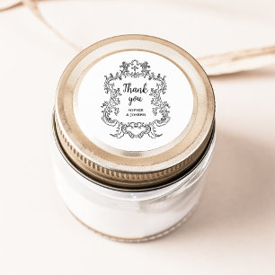 Sticker Rond Regal noir et blanc   Cadre baroque Vintage