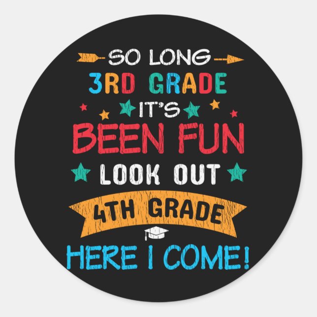Sticker Rond Regarde En 4e Année Je Reviens À L'École (Devant)