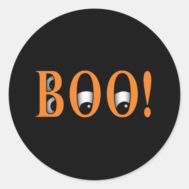 Sticker Rond Regarde un BOO ! Yeux d'Halloween (Devant)