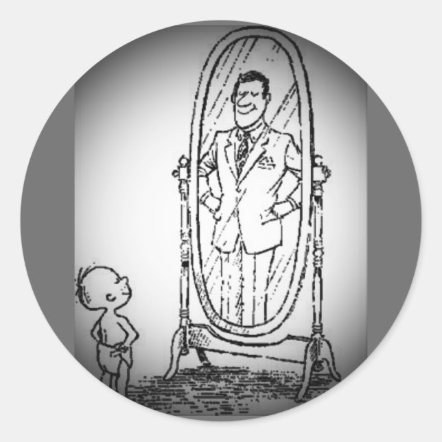 Sticker Rond Regarder dans le miroir (Devant)