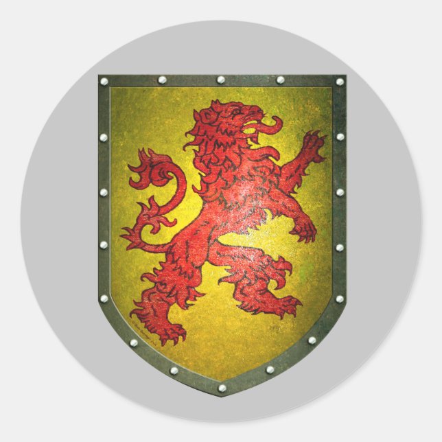 Sticker Rond Regarder rouge Lion jaune Bouclier (Devant)